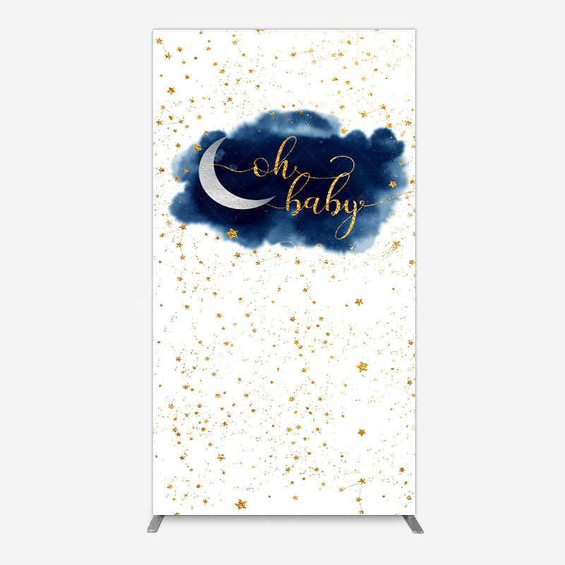 Lofaris Night Gold Stars Oh Baby Gender Reveal Rectangle Backdrop