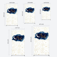 Lofaris Night Gold Stars Oh Baby Gender Reveal Rectangle Backdrop