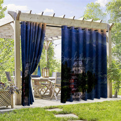 Lofaris Night Lake Scene Waterproof Printed Outdoor Curtains