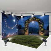 Lofaris Night Light Floral Arch Wedding Room Set Backdrop