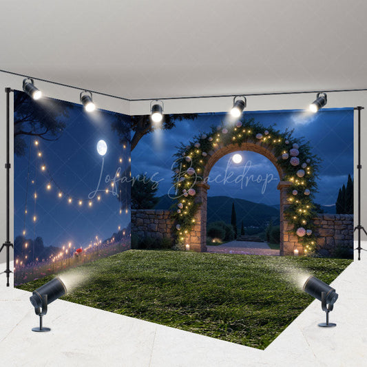 Lofaris Night Light Floral Arch Wedding Room Set Backdrop