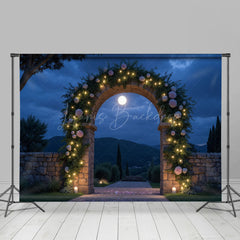 Lofaris Night Light Floral Arch Wedding Room Set Backdrop