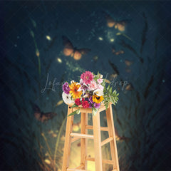 Lofaris Night Lighted Grass Mystical Butterflies Backdrop