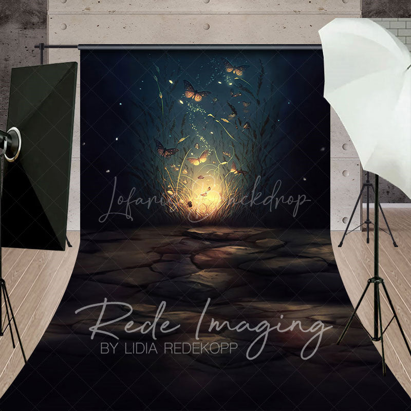 Lofaris Night Lighted Mystical Butterflies Sweep Backdrop