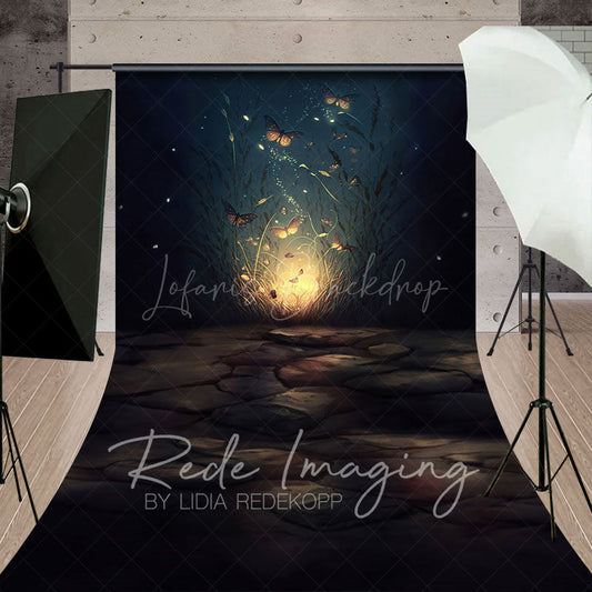 Lofaris Night Lighted Mystical Butterflies Sweep Backdrop