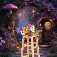 Lofaris Night Mushroom Magical Forest Stone Path Backdrop