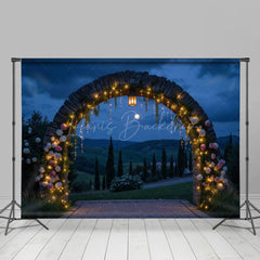 Lofaris Night Outdoor Lighted Floral Arch Wedding Backdrop