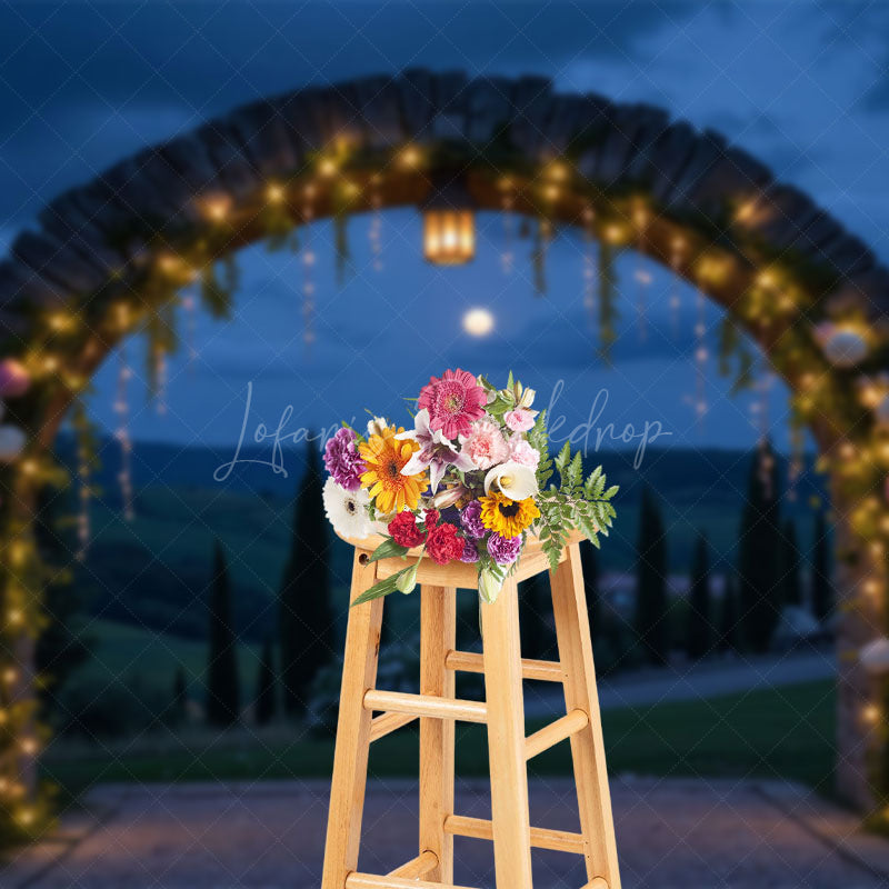 Lofaris Night Outdoor Lighted Floral Arch Wedding Backdrop