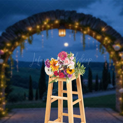 Lofaris Night Outdoor Lighted Floral Arch Wedding Backdrop