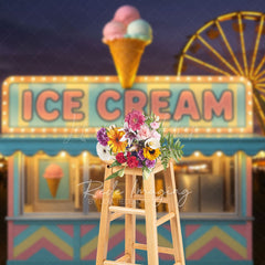 Lofaris Night Playground Ice Cream Shop Photography Backdrop