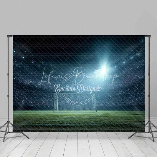 Lofaris Night Soccer Field Stadium Backdrop Goalpost Sports Game Photography Background