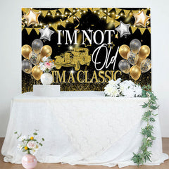 Lofaris Not Old But Classic Glitter Balloon Birthday Backdrop