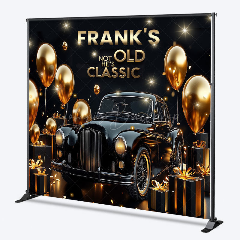 Lofaris Not Old Just Classic Custom Birthday Backdrop Vintage Black Car and Gold Balloons Personalized Party for Him
