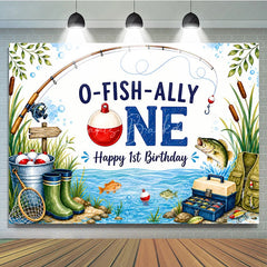 Lofaris O-FISH-ALLY ONE Fishing 1st Birthday Backdrop Rod and Tackle Box Happy First Party Decor
