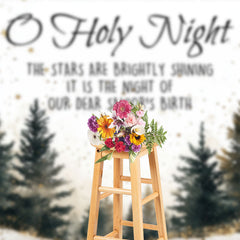 Lofaris O Holy Night Forest Gold Stars Christmas Backdrop