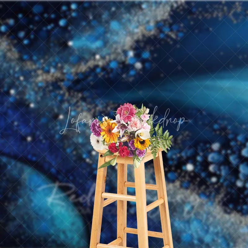 Lofaris Ocean Blue Fluid Flow and Pearl Bubbles Backdrop Abstract Art Photography Background Elegant Birthday Decor
