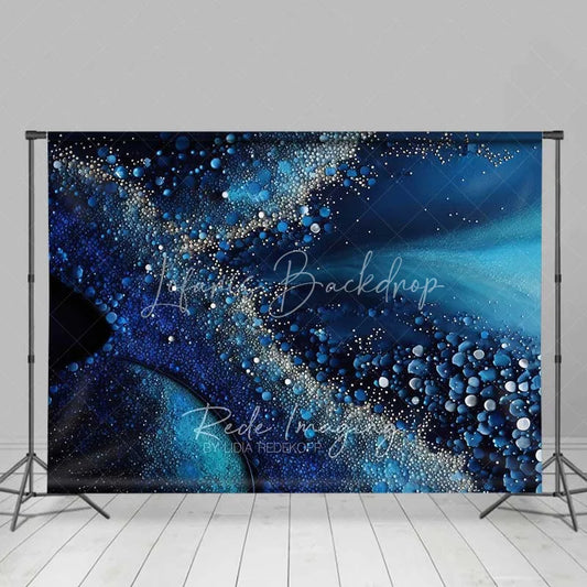 Lofaris Ocean Blue Fluid Flow and Pearl Bubbles Backdrop Abstract Art Photography Background Elegant Birthday Decor