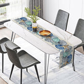 Lofaris Ocean Blue Table Runner with Starfish and Coral Nautical Beach House Decor Under the Sea Themed Kitchen Linen