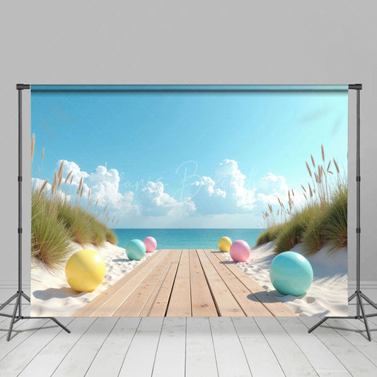 Lofaris Ocean View Boardwalk Summer Cake Smash Photo Backdrop