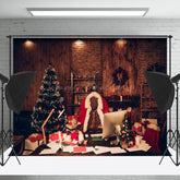 Lofaris Office Desk In Dim Interior Christmas Photo Backdrop
