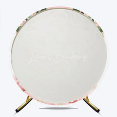 Lofaris Oh Baby Clothesline Round Backdrop for Shower Boho Floral with Pink and Gold Girl Party Photo Booth Decor