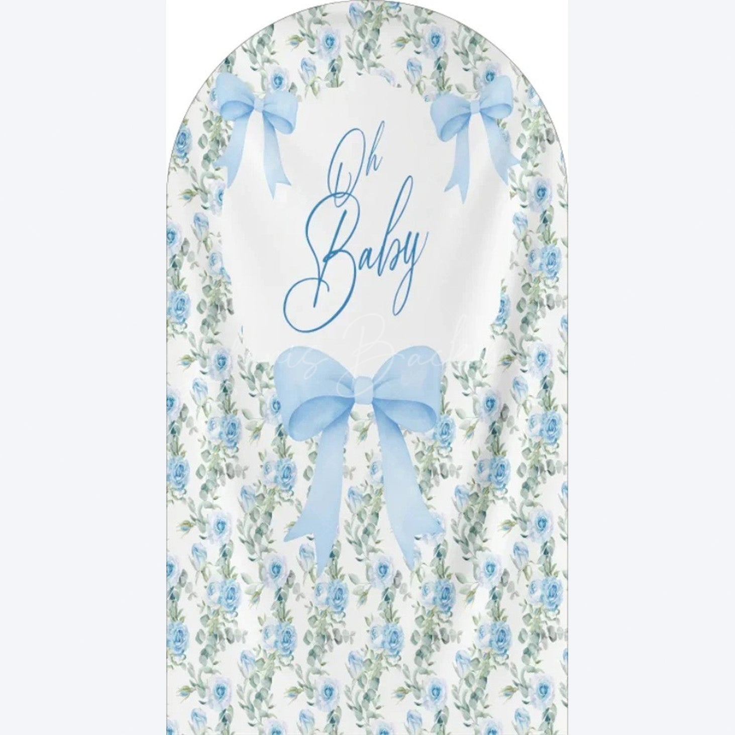 Lofaris Oh Baby Floral Arch Backdrop Adorable Bow and Blossom Decor for Nursery Shower Photo Prop Girls Boys