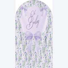 Lofaris Oh Baby Floral Arch Backdrop Adorable Bow and Blossom Decor for Nursery Shower Photo Prop Girls Boys