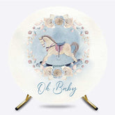 Lofaris Oh Baby Floral Carousel Round Gender Reveal Backdrop