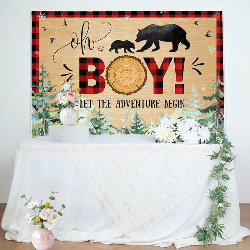 Lofaris Oh Boy Bears Adventure Begin Baby Shower Backdrop
