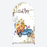 Lofaris Oh Boy Blue Truck Arch Backdrop for Baby Shower Rustic Autumn Pumpkin Theme Fall Party Photo Booth Decor