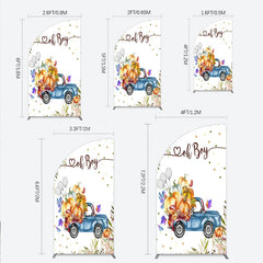 Lofaris Oh Boy Blue Truck Half Moon Arch Backdrop for Baby Shower Rustic Autumn Pumpkin Theme Fall Party Photo Booth Decor