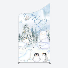 Lofaris Oh Boy Forest Bear Penguin Baby Shower Arch Backdrop