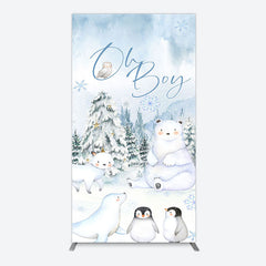 Lofaris Oh Boy Forest Bear Penguin Baby Shower Arch Backdrop