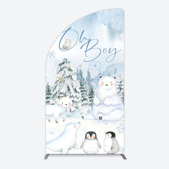 Lofaris Oh Boy Forest Bear Penguin Baby Shower Arch Backdrop