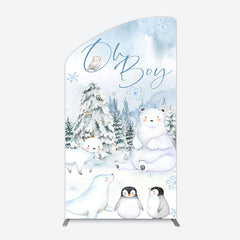 Lofaris Oh Boy Forest Bear Penguin Baby Shower Arch Backdrop