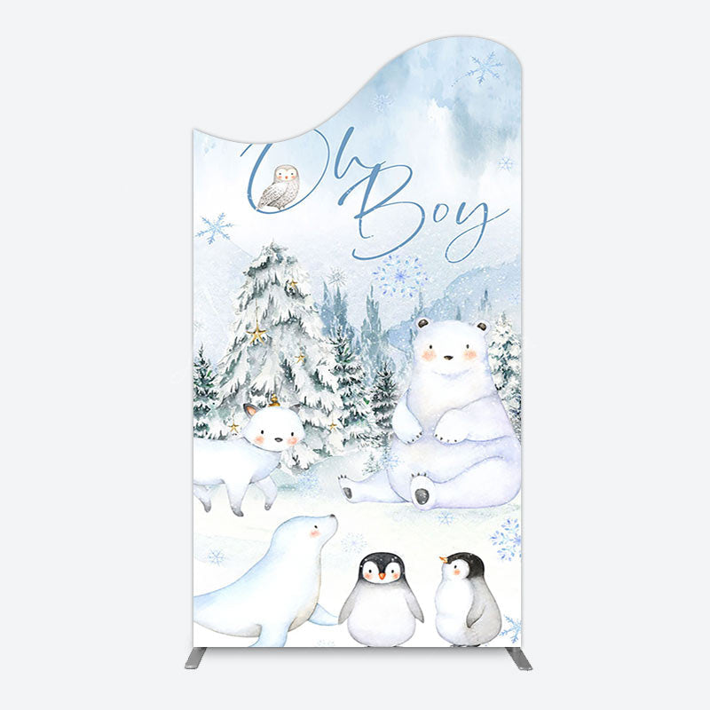 Lofaris Oh Boy Forest Bear Penguin Baby Shower Arch Backdrop
