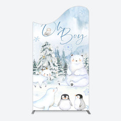 Lofaris Oh Boy Forest Bear Penguin Baby Shower Arch Backdrop