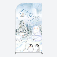 Lofaris Oh Boy Forest Bear Penguin Baby Shower Arch Backdrop