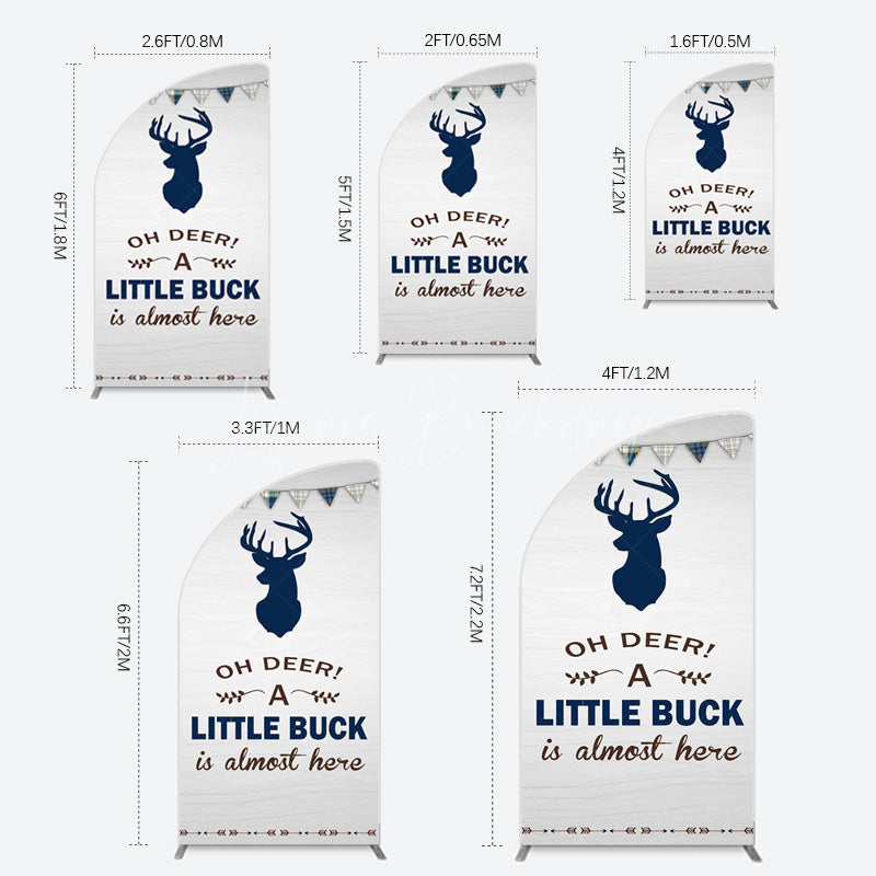 Lofaris Oh Dear A Little Buck Flag Baby Shower Half Moon Arch Backdrop