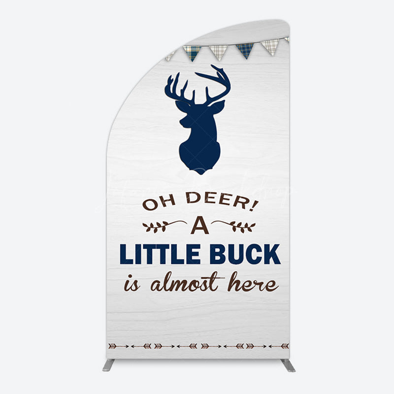 Lofaris Oh Dear A Little Buck Flag Baby Shower Half Moon Arch Backdrop