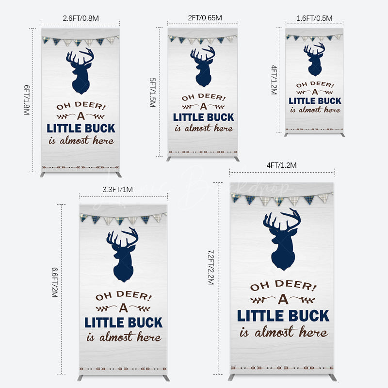 Lofaris Oh Dear A Little Buck Flag Baby Shower Rectangle Backdrop