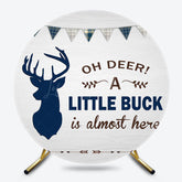 Lofaris Oh Deer A Little Buck Flag Round Baby Shower Backdrop