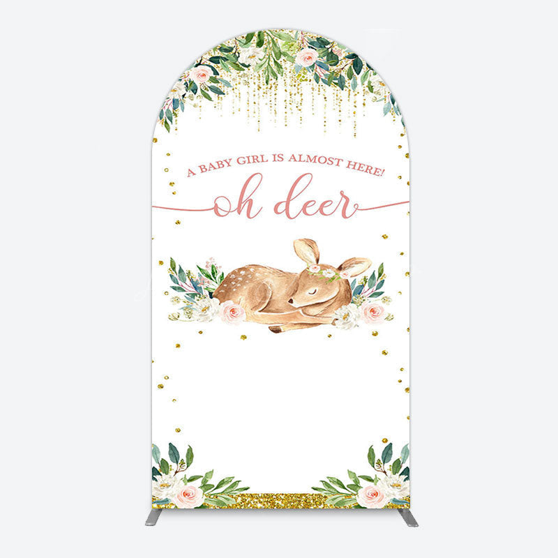 Lofaris Oh Deer Floral Boho Sweet Baby Shower Arch Backdrop