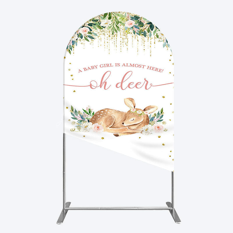 Lofaris Oh Deer Floral Boho Sweet Baby Shower Arch Backdrop