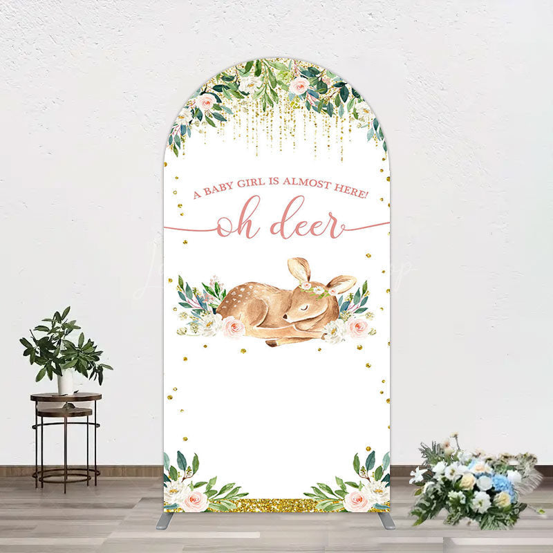 Lofaris Oh Deer Floral Boho Sweet Baby Shower Arch Backdrop