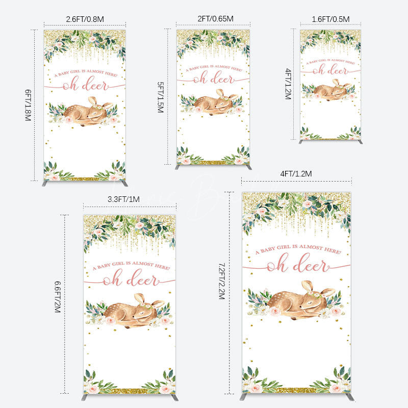 Lofaris Oh Deer Floral Boho Sweet Baby Shower Rectangle Backdrop