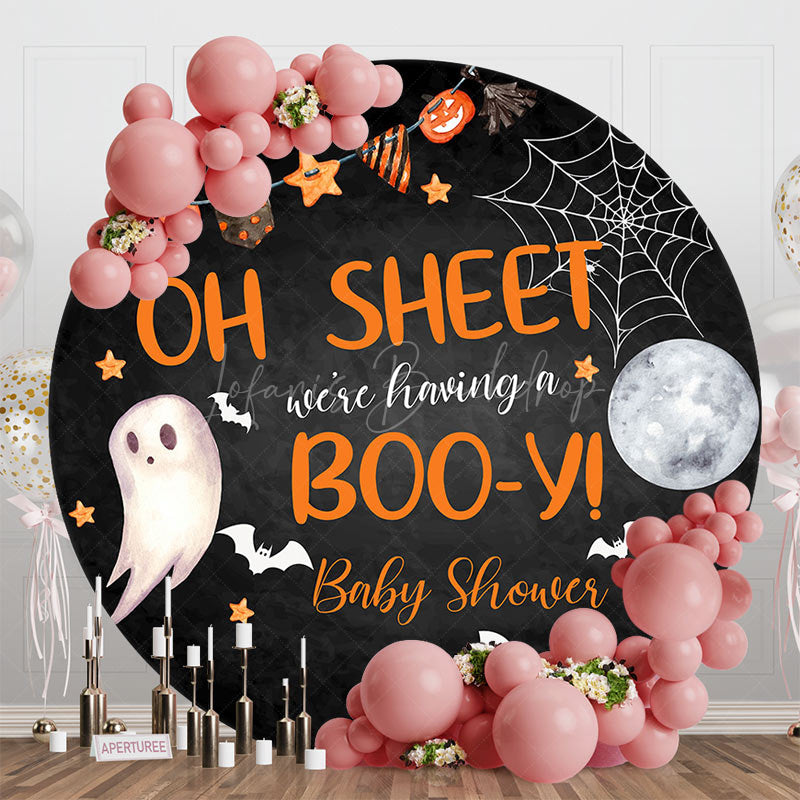 Lofaris Oh Sheet Booy Halloween Round Baby Shower Backdrop