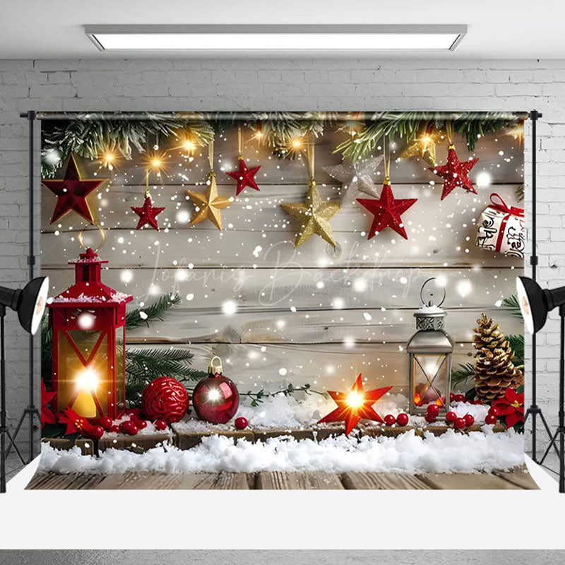 Lofaris Oil Lamp Star Lights Wooden Wall Xmas Backdrop