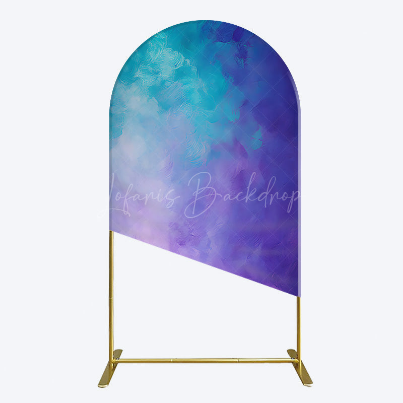 Lofaris Oil Painted Blue Purple Mixed Pattern Arch Backdrop