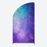 Lofaris Oil Painted Blue Purple Mixed Pattern Half Moon Arch Backdrop